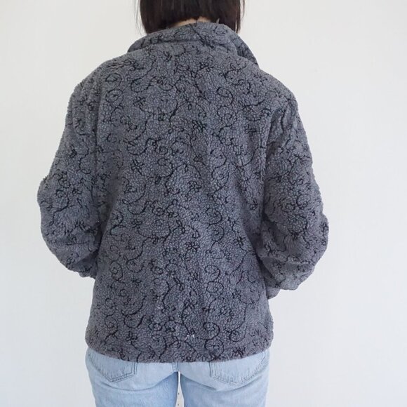 VTG David Paul New York Charcoal Textured Button Front Quilted Collar Jacket M - Picture 2 of 10